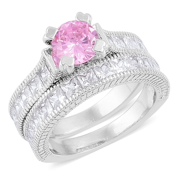 Simulated Pink and White Diamond Rings